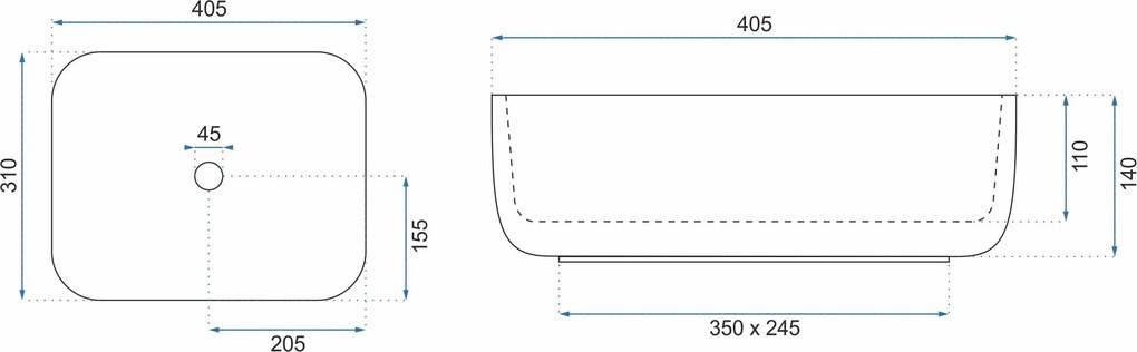 Rea Demi Mini, umývadlo na dosku 400x305x140 mm, biela, REA-U5064
