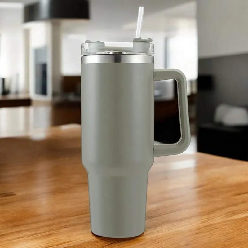Termohrnček so slamkou TERMOS 1000 ml, sivý