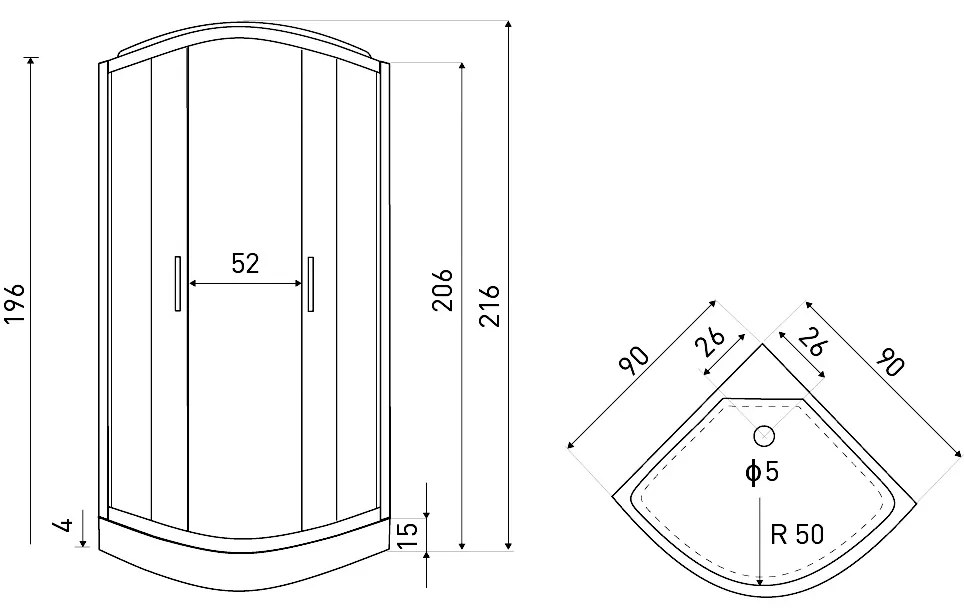 D‘Eluxe - MASÁŽNE BOXY - Sprchový Masážny Box PTS9921 xxcm hydromasážny sprchový box číre 4 čierna 90 216 90x90x216