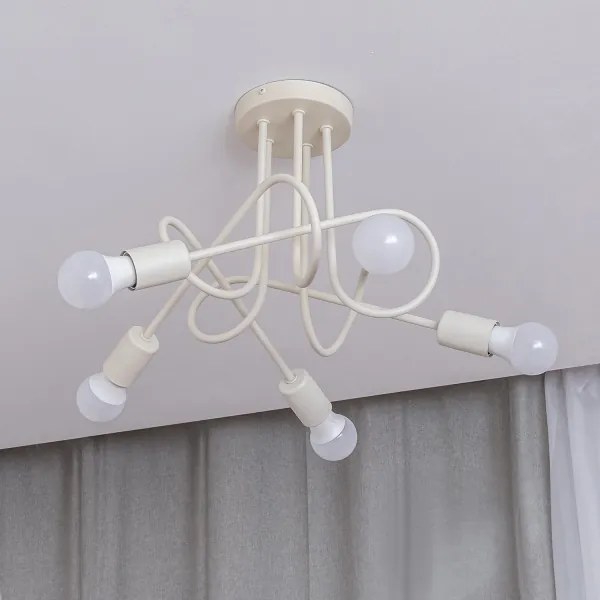 Prisadený luster OXFORD 5xE27/15W/230V krémový