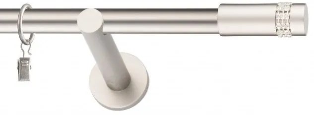Dekorstudio Chrómová matná jednoradová garniža DIOS 19mm Dĺžka: 320cm, Typ uchytenia: Držiak modern, Typ príslušenstva: Krúžky tiché so štipcami