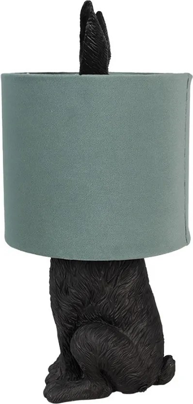 Čierna stolná lampa králik so zeleným tienidlom Rabbi - Ø 20*43 cm