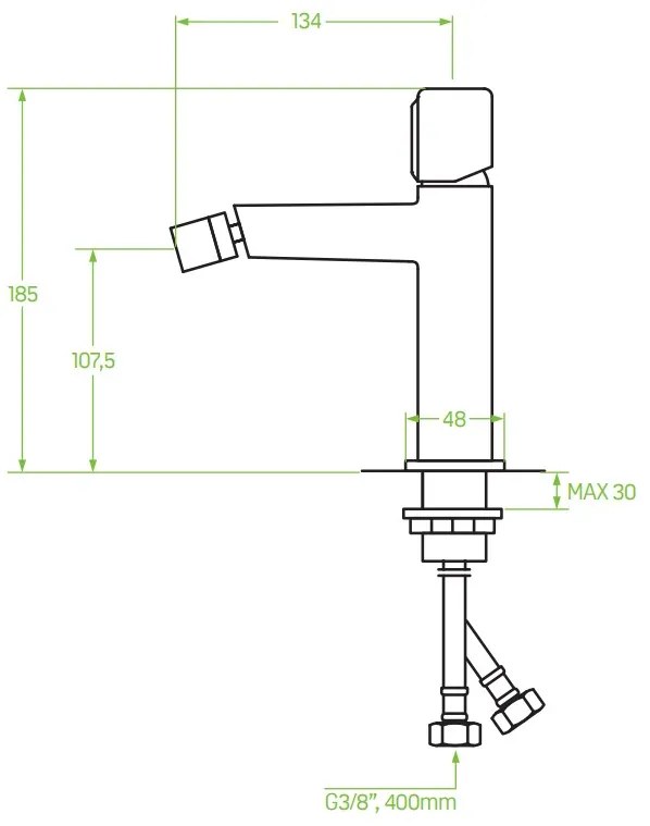 Laveo Pretto, bidetová batéria h-185, čierna matná, LAV-BAO_732D
