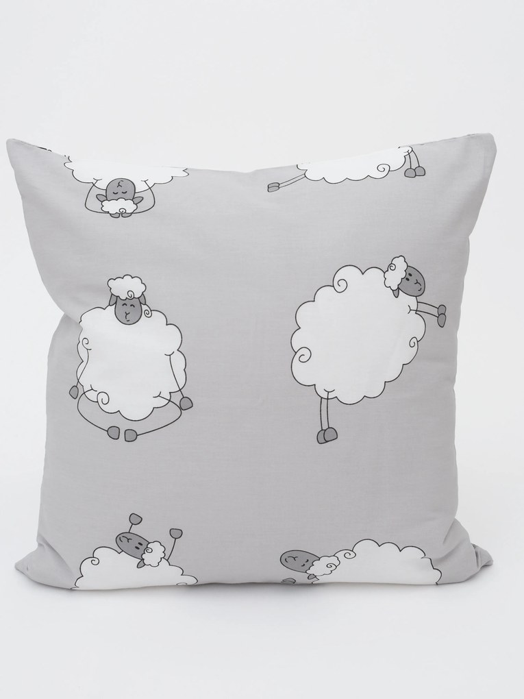 Bavlnená obliečka na vankúšik Renforcé 40 × 40 cm – Ovečky Morning Yoga sivá