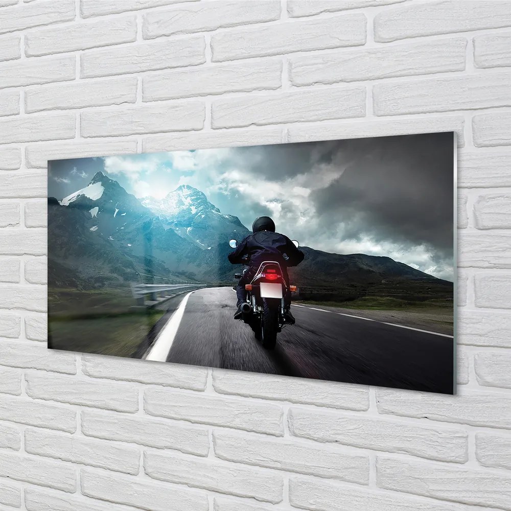 Obraz plexi Motocykla horskej ceste muž neba 140x70 cm