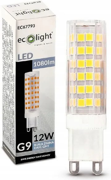 ECOLIGHT LED žiarovka G9 - 12W - 1080lm - 6500k - studená biela