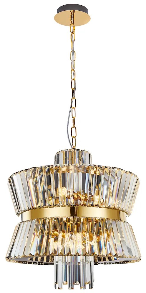 EUlight Luster Aurelia, 1x krištáľové/zlaté kovové tienidlo, (fi 54cm), g