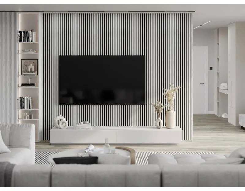 Mexen Lam-F, akustické stenové lamely 275 × 31,5 cm, filc 6 mm, biela lesklá, S105-275317-2812-054