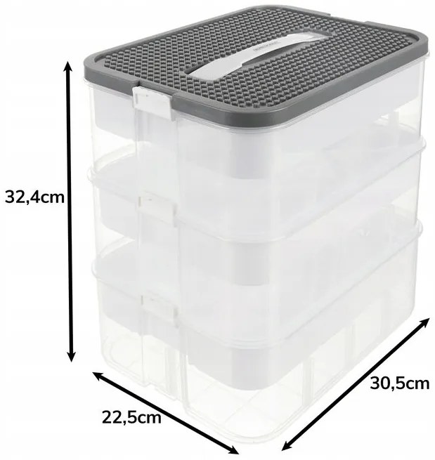 Kruzzel 25757 Úložný box na stavebnici, 22 l, 3 patra