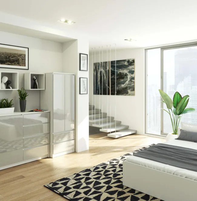 Skriňa STAR S 60 cm 2D 2SZ biela / metalická lesk