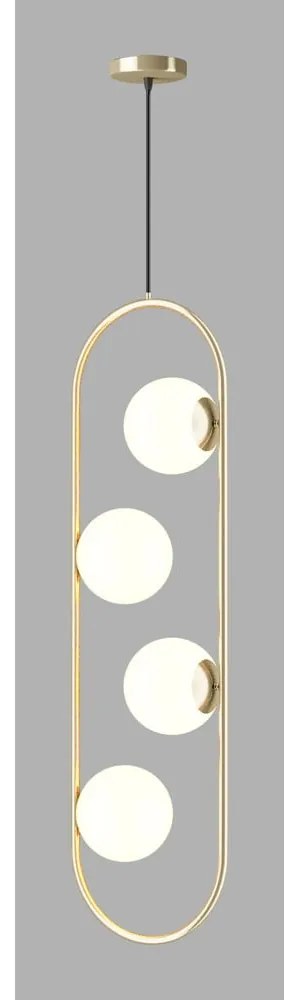 Závesné svietidlo v zlatej farbe so skleneným tienidlom Club – Squid Lighting