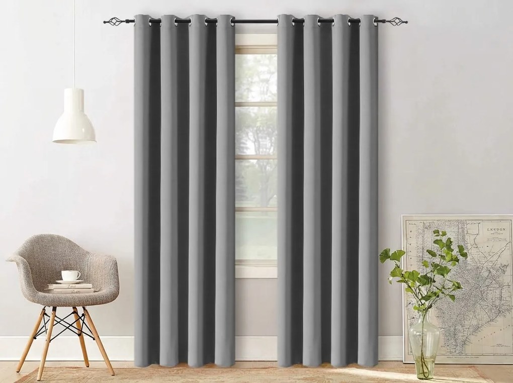 Svetlosivý záves OXFORD 140x250 cm Zavesenie: Kovové krúžky