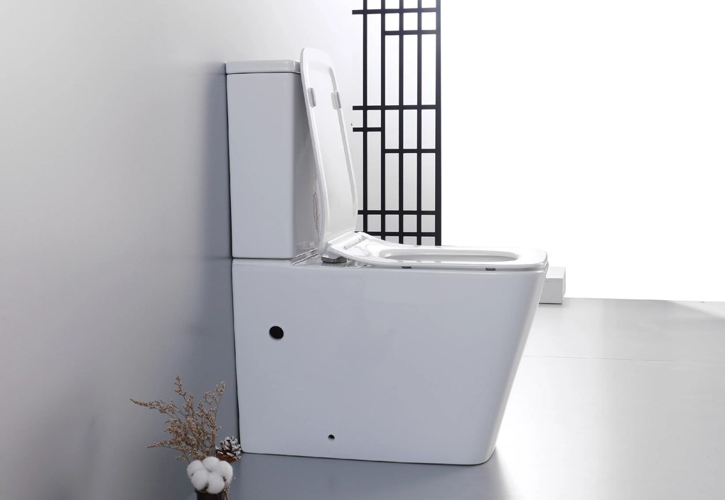 CERANO - WC kombi Bruno, Rimless + UF sedátko - biela lesklá, CER-CER-538765