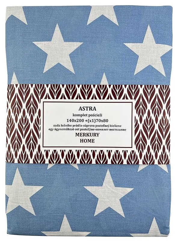 Bavlnená posteľná bielizeň  Astra svetlo modrá/ecru 140x200 (1) 70x80 Merkury Home