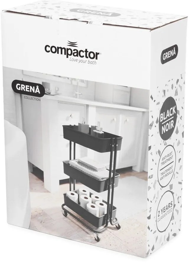 Čierny plastový pojazdný regál 43x36 cm Grena – Compactor