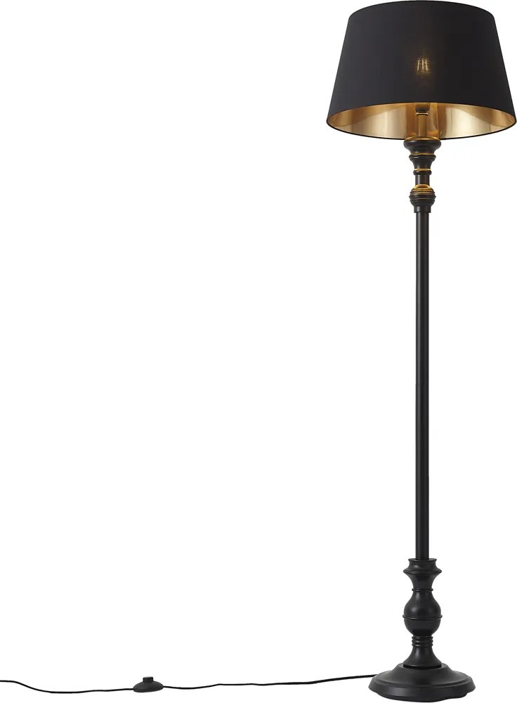Stojacia lampa s tienidlom 45 cm čierna so zlatým interiérom - Classico
