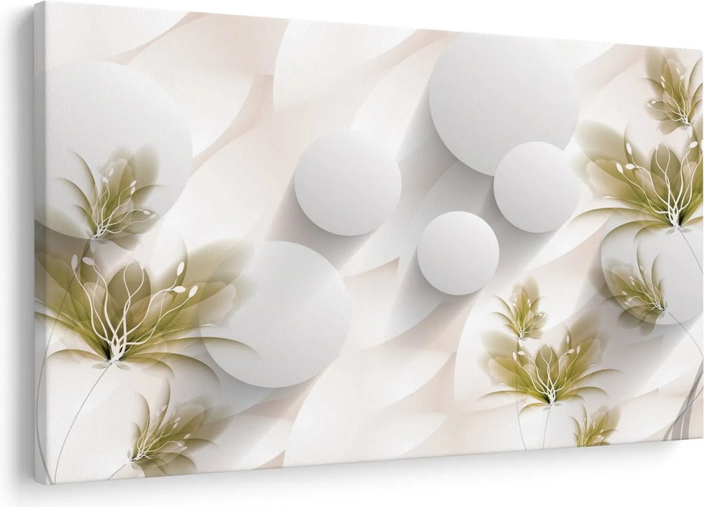 Obraz - 3D kruhy s kvetinami (90x60 cm)