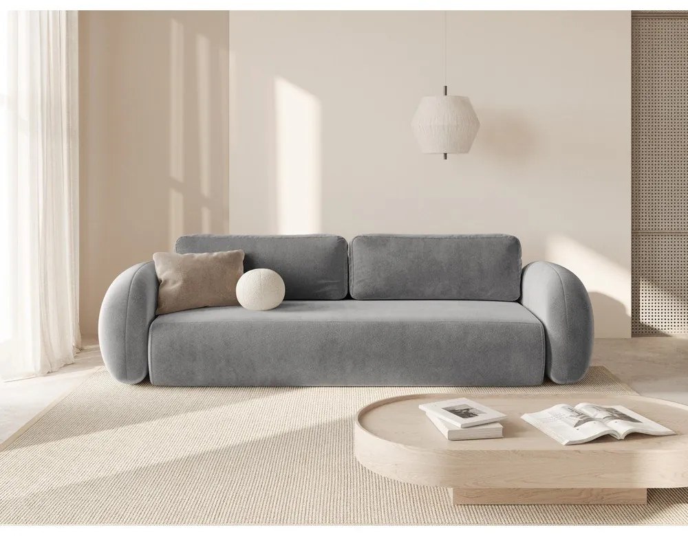 Tmavosivá zamatová rozkladacia/s úložným priestorom pohovka 262 cm Tonale – Cosmopolitan Design