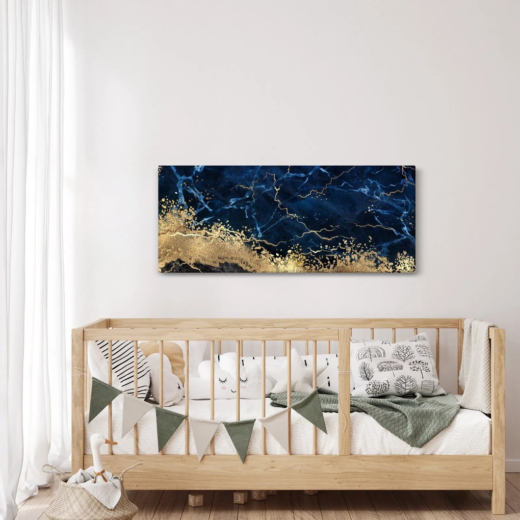 Obraz - Tmavo-modrý mramor (120x50 cm)