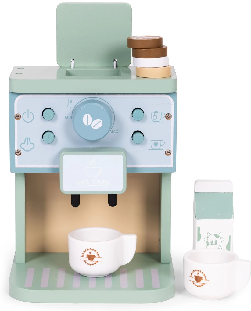 ECOTOYS Drevený detský kávovar - baristický set 8 dielov