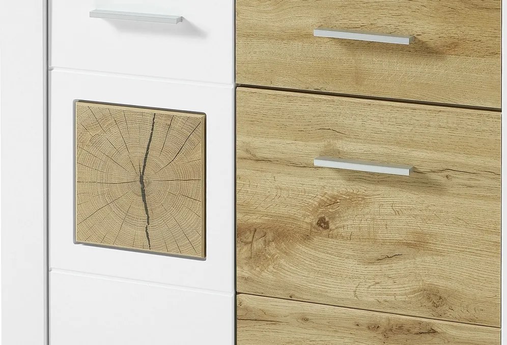 Úložná komoda/ botník Materio, dub/biela