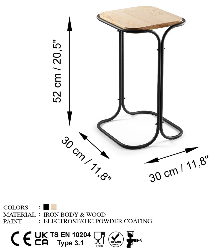 Odkladací stolík Shb-001-A z masívu čierny/dub prírodný