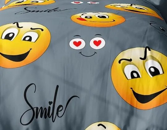 Bavlnené obliečky Homa GREY SMILEY 2-dielna sada 140x200 cm