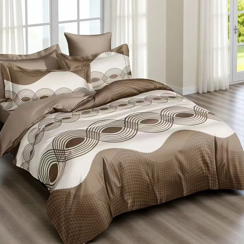 Bavlnené obliečky Homa REZOR BROWN 7-dielna sada 140x200 cm