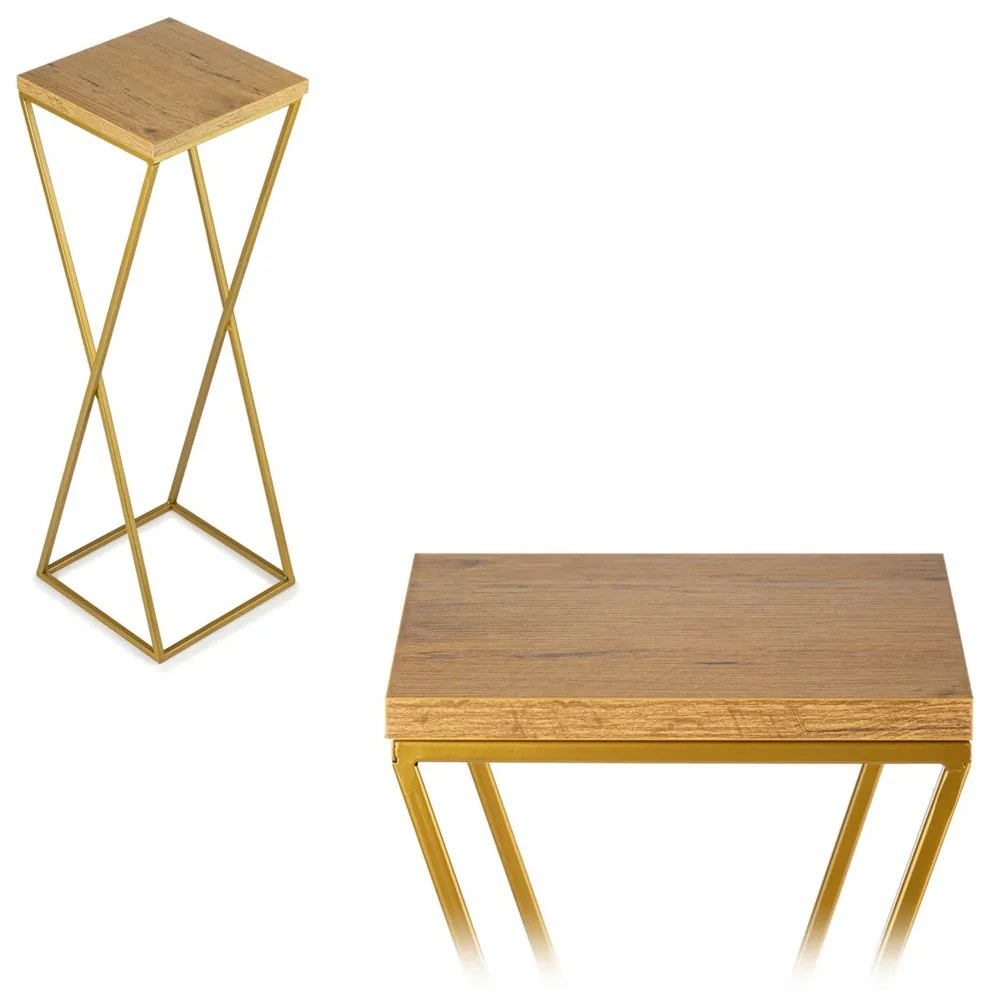 STOJAN NA KVETINÁČ LOFT6 70X24X24 CM ZLATÁ/HNEDÁ