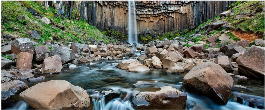 Obraz - Vodopád Svartifoss, Island (120x50 cm)