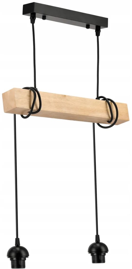 BERGE LED závesné stropné svietidlo, drevený trám, 2xE27, Diamond White Luster