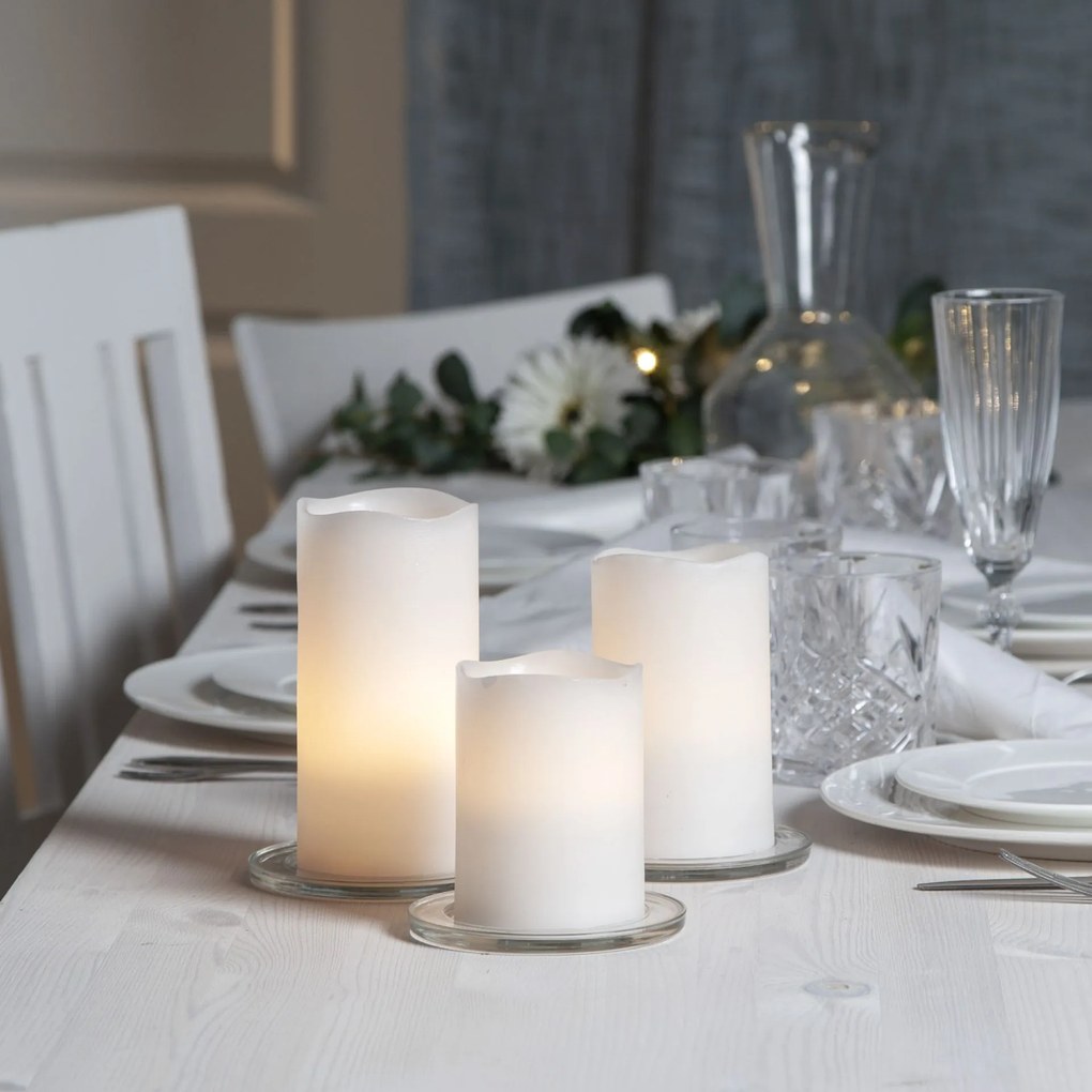 STAR TRADING Voskové LED sviečky s ovládačom White – set 3 ks