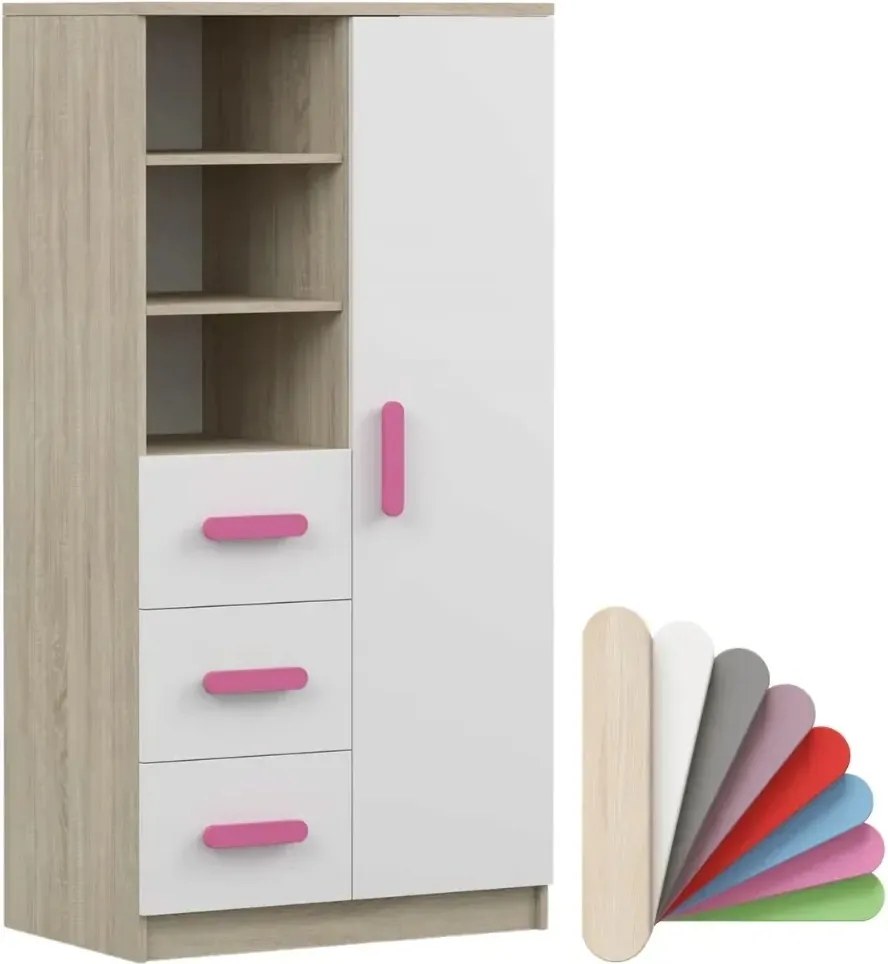 Regál SCOUT - dub sonoma/biely (viac variant)