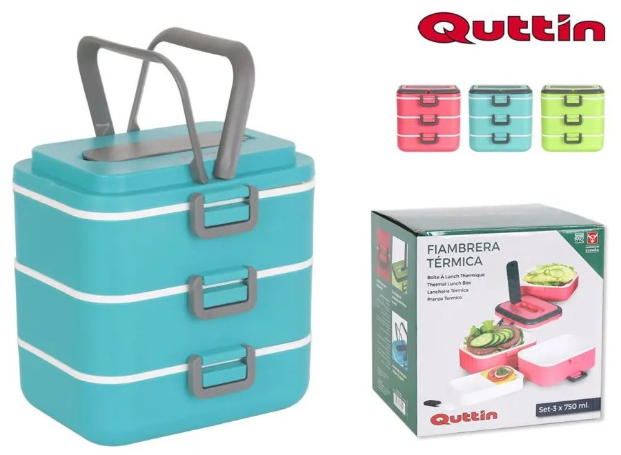 Termobox na jedlo Quttin 8942, trojdielný 2,25L