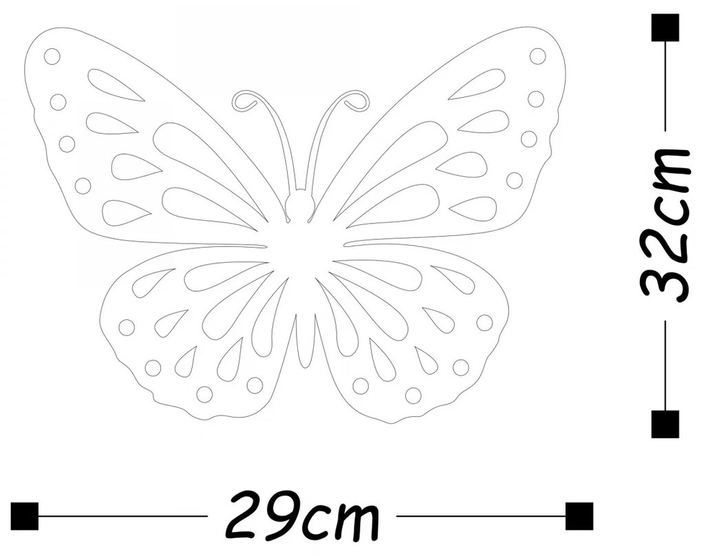 Nástenná kovová dekorácia Motýľ 32x29 cm zlatá
