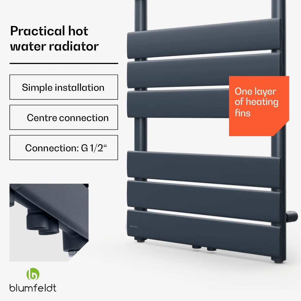 Blumfeldt Fairmont, 50 x 107, radiátor, 509 W, teplovodný, 4 vešiaky uterákov, 1/2"