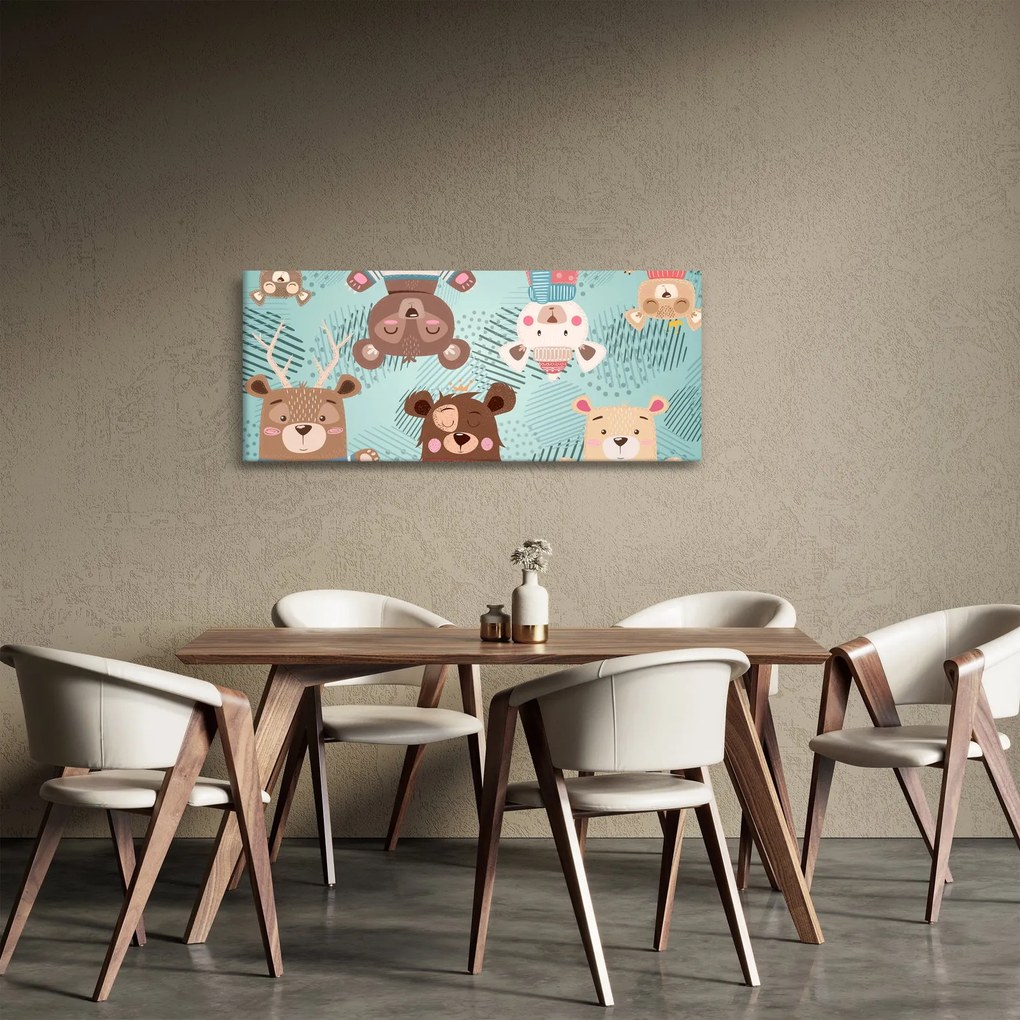 Obraz - Veselí medvedíci (120x50 cm)