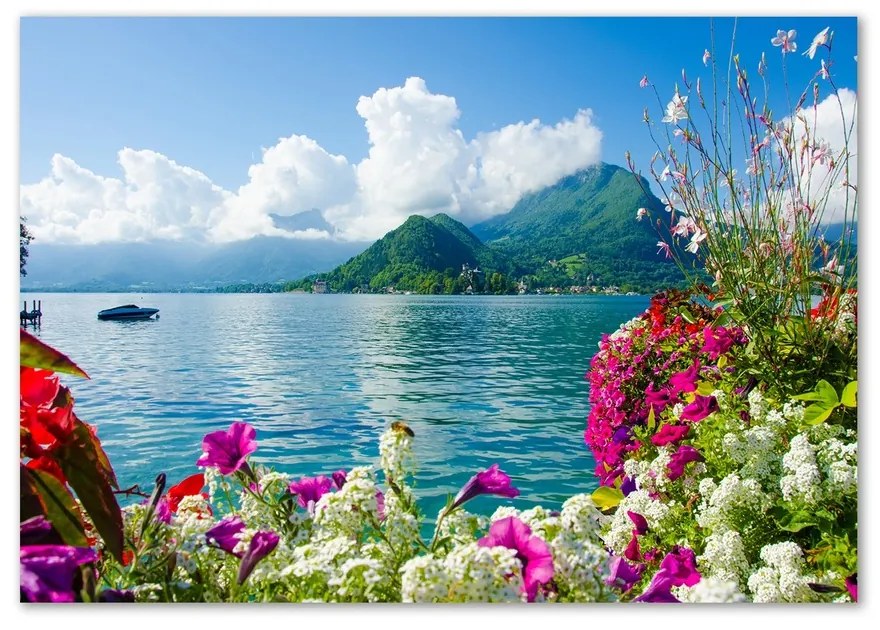 Moderný sklenený obraz z fotografie Kvety nad jazerom pl-osh-100x70-f-59006128