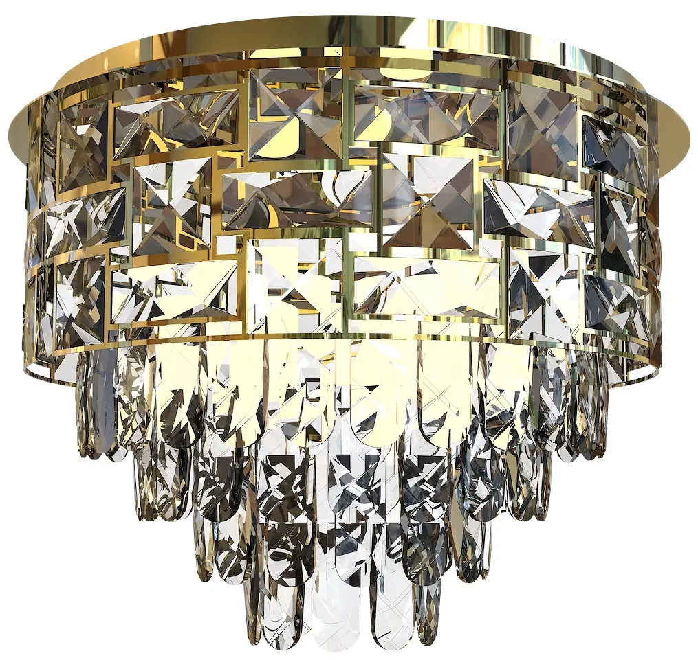 Luster Luxuria I, 1x krištáľové/zlaté kovové tienidlo, (fi 48cm), g