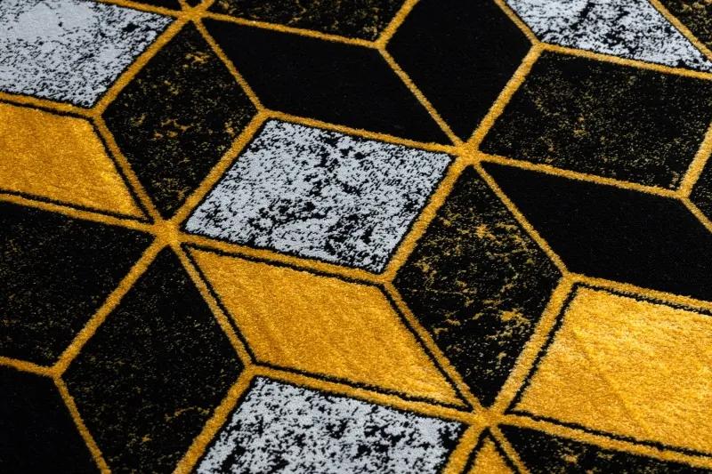 Dywany Łuszczów Kusový koberec Gloss 400B 86 3D geometric black/gold - 140x190 cm