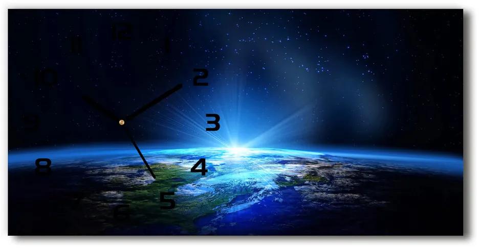 Vodorovné Sklenené hodiny na stenu tiché Planéta Zem pl_zsp_60x30_f_35518882