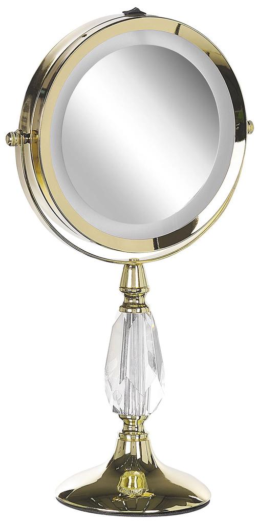 LED Makeup zrkadlo ø 18 cm MAURY zlaté Beliani
