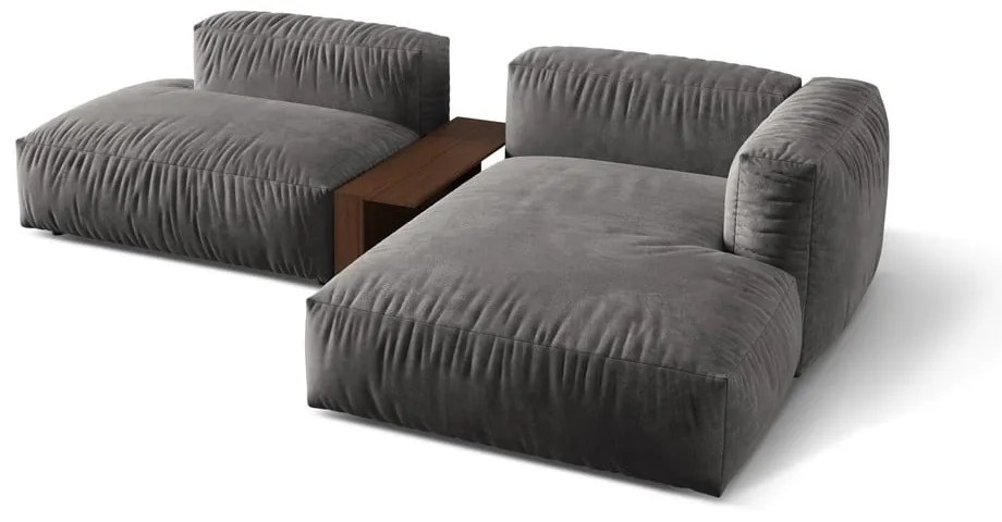 Sivá zamatová modulárna rohová pohovka (pravý roh/s leňoškou) Martina – Micadoni