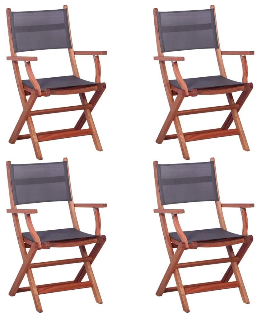 vidaXL Vonkajšie stoličky z eukalyptového dreva a textilénu 4 ks sivé