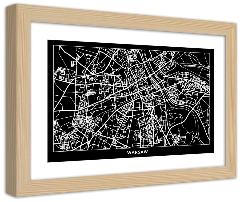 Gario Plagát Plán mesta Varšava Farba rámu: Bez rámu, Rozmery: 100 x 70 cm