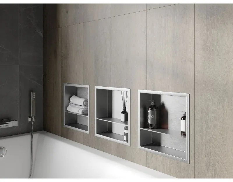 Mexen X-Wall-R, polička na zapustenie na obklad s golierom 30 x 30 cm, oceľová, 1910303010S