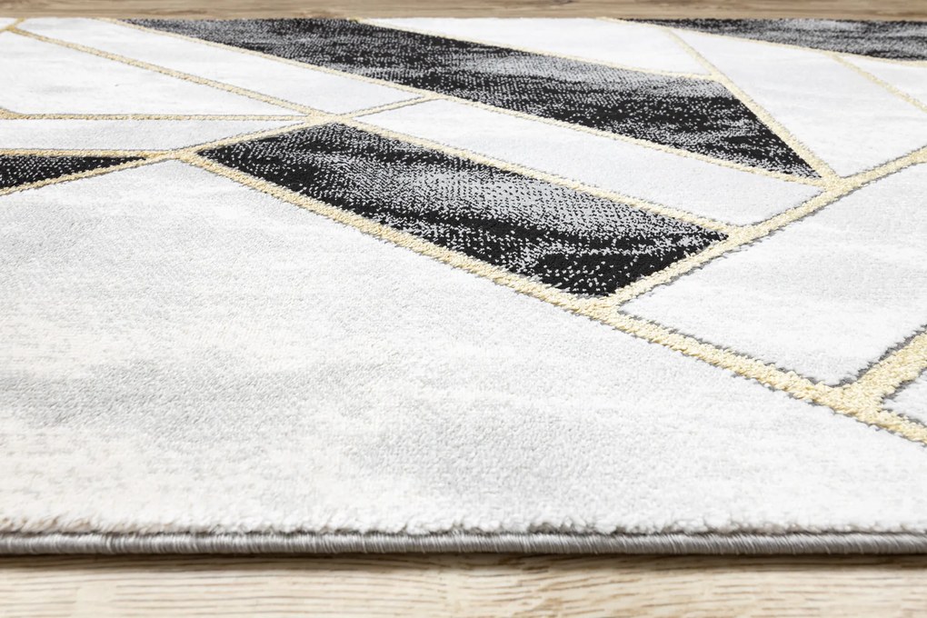 Behúň EMERALD 1015 Glamour exclusive, mramor, geometrický, čierny + zlatá