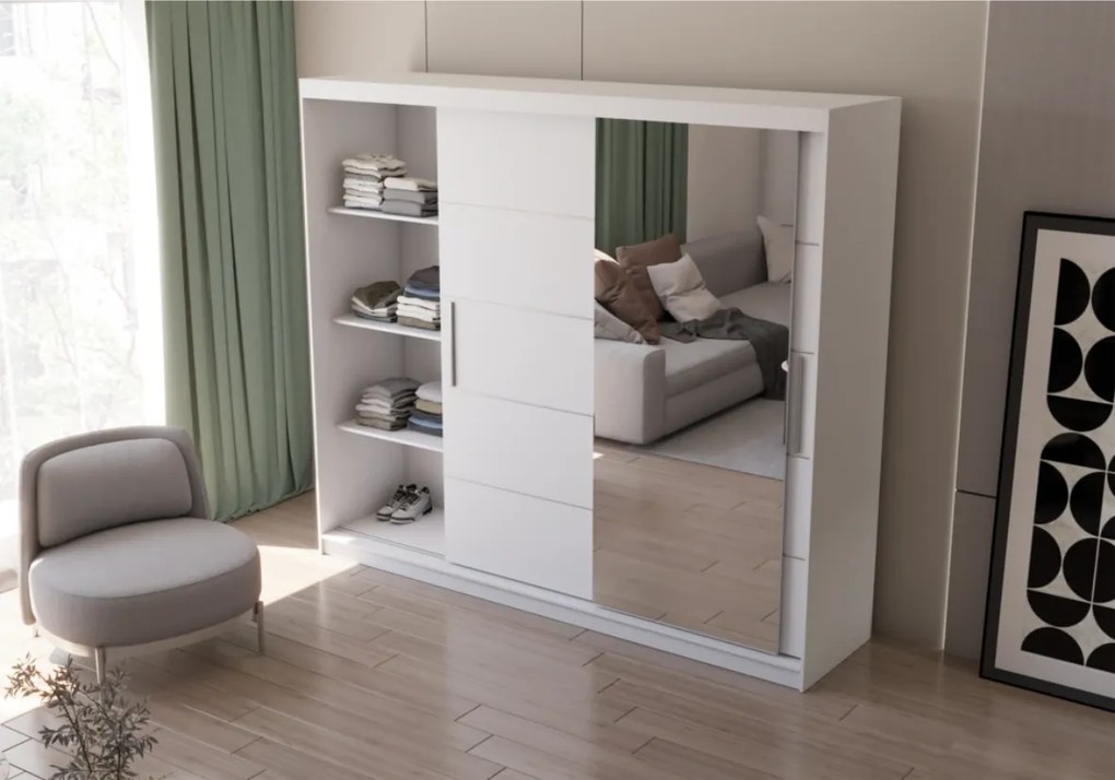 Posuvná šatní skriňa so zrkadlom Alba 250 cm