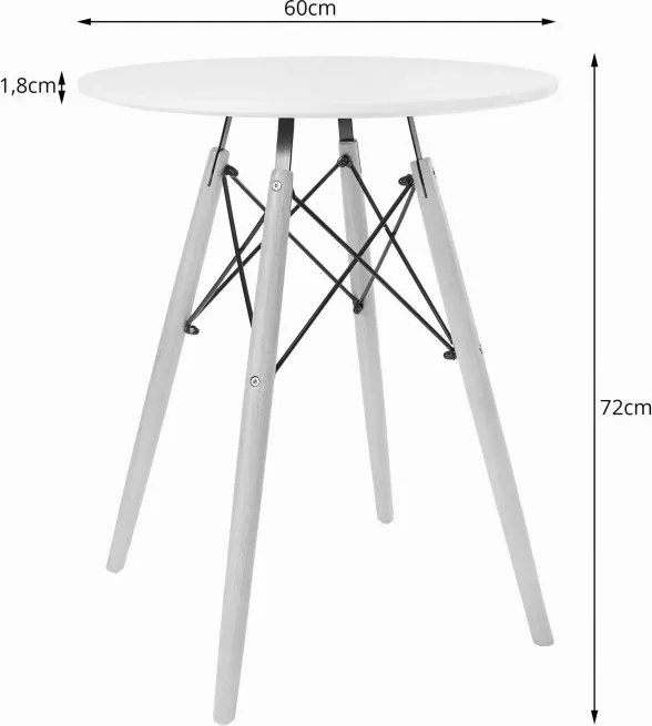 Jedálenský stôl TODI biely 60 cm s dvoma stoličkami OSAKA modré