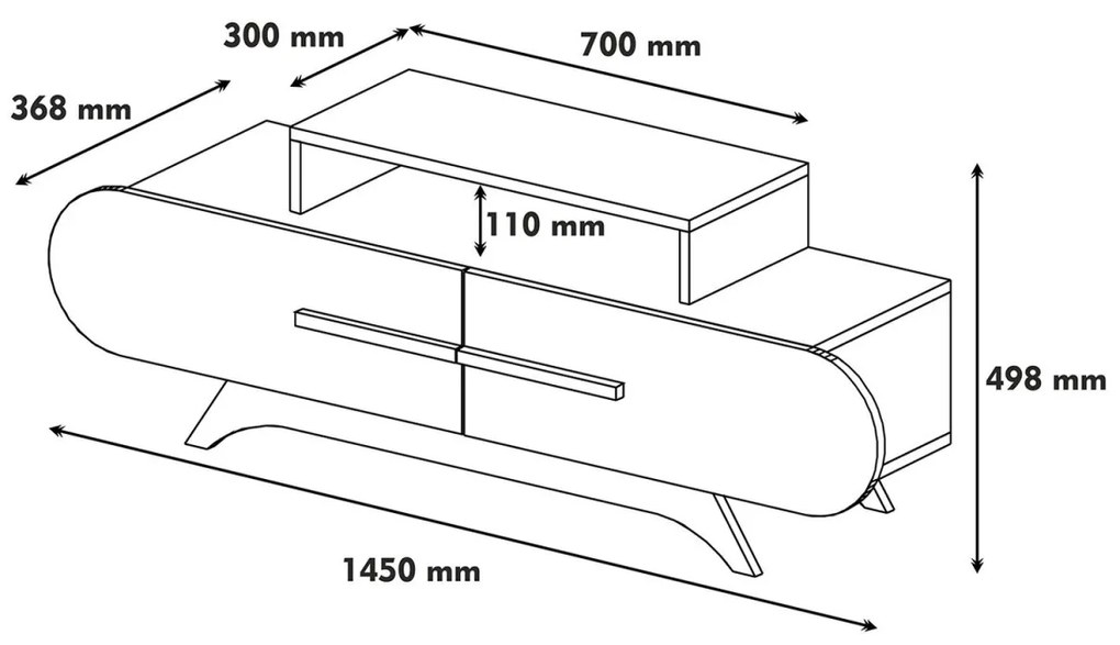 TV stolek ROSE 145 cm ořech/krémovo-bílý